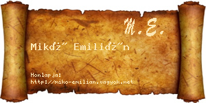 Mikó Emilián névjegykártya